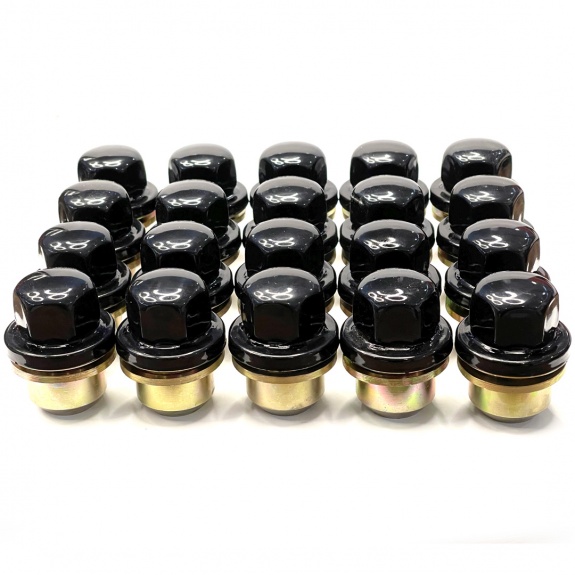 20 x Gloss Black Alloy Wheel Nuts Fit Land Rover Defender L316