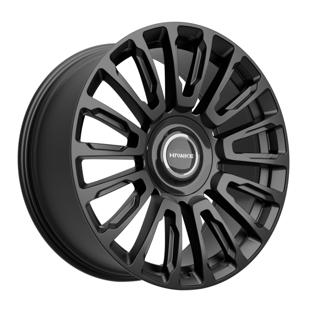 Hawke Dresden wheels 22 x 9.5j 5-120 | Matt Black Set of four | fits Range Rover Sport, Vogue and Discovery 5 models. Taper seated to accept aftermarket wheel nuts.