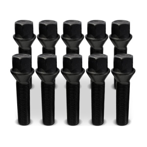 20 x BIMECC 14x1.25 50mm Tapered Black Wheel Bolts