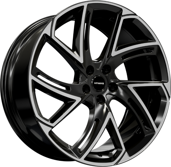 Hawke Condor wheels 22 x 9.5j 5x108 | Black Polish Set of four | fits Range Rover Evoque, Velar and Jag F-Pace models