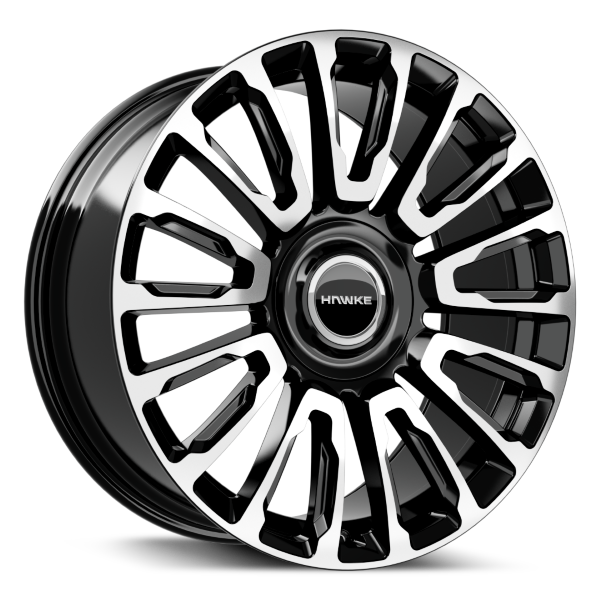 Hawke Dresden wheels 22 x 9.5j 5 x 120 | Jet Black Polish Set of four | fits Rolls Royce models