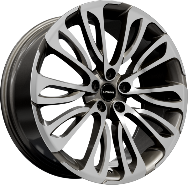 HAWKE Halcyon Alloy Wheels 22 inch 5x120 (ET40) | Gunmetal  Polish x 4 | fits Range Rover Sport, Vogue and Discovery models