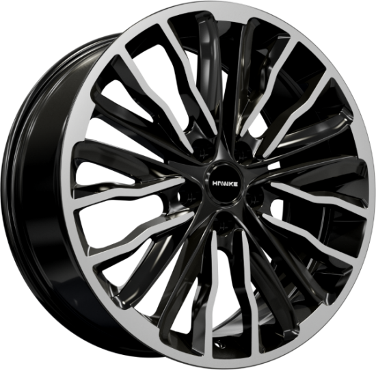 HAWKE Harrier Alloy Wheels 20 inch 5x120 (ET42) | Black Polish x 4 | fits Range Rover Sport, Vogue and Discovery models