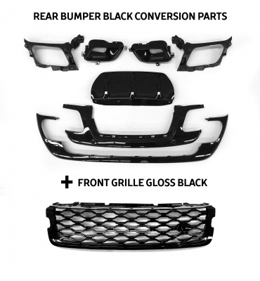VELAR Black Pack - Rear Bumper trim & Exhaust conversion + Gloss Black front Grille