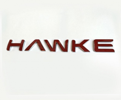 HAWKE Logo Chrome with Red infill Bonnet or Boot/Tailgate Letters